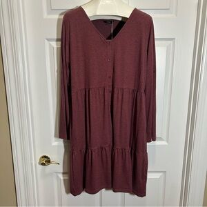 Dokotoo Women's Heathered Burgundy Midi Dress